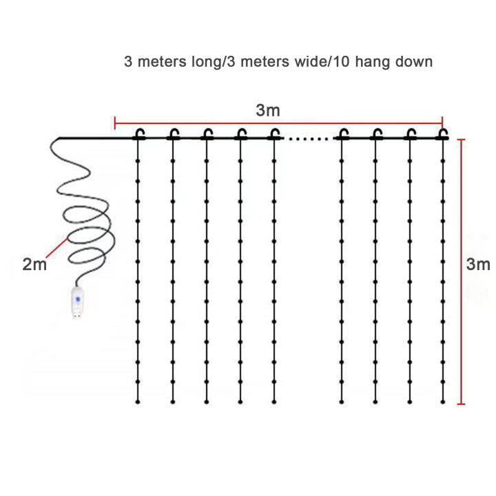 ม่านแสงไฟนางฟ้า-led-ควบคุมรีโมตควบคุมเวลาตกแต่งไฟระย้าปาร์ตี้ตกแต่งสวนในบ้านคุณภาพสูงทนทาน