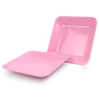 Telecorsa จานสี่เหลี่ยม จานพลาสติกทรงสี่เหลี่ยม  (คละสี) 	จานชามราคาถูกๆ รุ่น Square-plastic-plate-portable-6-inches-05g-T5