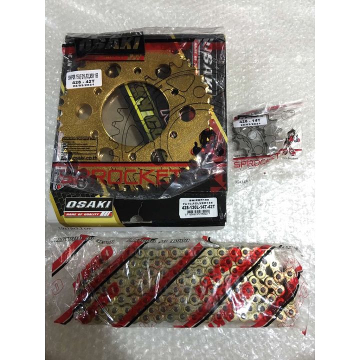 OSAKI Sprocket and Chain Set 14/42/428 Sniper 150 Gold | Lazada PH