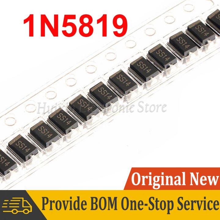 |“{} 100Pcs 1N5819 SMD IN5819 1A 40V Do-214Ac Schottky Diode Ss14 SS14 New And Original IC Chipset