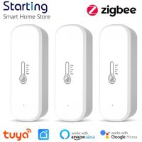 Tuya ZigBee สมาร์ทอุณหภูมิและเซ็นเซอร์ความชื้นแบตเตอรี่ขับเคลื่อน ZigBee สมาร์ท Home Security ทำงานร่วมกับ Alexa Home