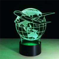 ✴○۩ Smart Touch 7-color 3D Illusion LED Night Light USB Decor Gift Lamp Airplane Flying the Earth Desk Lights