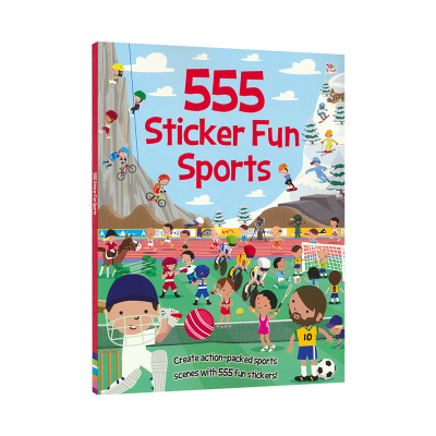 555 sticker fun sports 555 poster series interesting sports scenes English Sticker Book Sports Project childrens Enlightenment cognition original English book