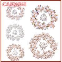 CAIOHUA 10PCS งานฝีมือ DIY ที่เป็นประกาย เครื่องประดับหมวก รูปดอกไม้ กระดุมมุก คลิปหนีบหมวก กิ๊บติดผมไข่มุก ปุ่ม Rhinestone