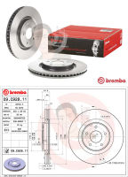 09 C928 11 จานเบรค ล้อ F (ยี่ห้อ BREMBO) รุ่น NISSAN X-Trail T32 320mm ปี 2014-&amp;gt;