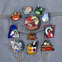 hot【DT】 Chihiro Haku Enamel Pins Custom Cat Bus No Face Man Brooches Classic Lapel Badges Cartoon Jewelry Gift for Kids Friends