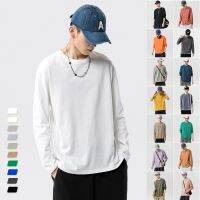 Pure color long sleeve T-shirt man han edition of new fund of 2023 autumn ins popular logo loose inside take render blouse mens wear --ntx230801❍✾❏