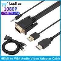 HDMI to VGA Cable Male to Male HDMI to VGA Adapter With 3.5mm Audio USB Powered for Xbox PS4 Laptop PC Monitor Projector HDTV