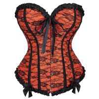 【HOT】☂☈┇ Espartilhos Bustier Top para Mulheres Bownot Corset Floral Gótico Overbust Up Retro Size S-6XL