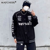 MAYCHEER  เสื้อเครื่องแบบเบสบอลชุดคู่รักสำหรับผู้ชายเสื้อแจ็กเก็ตสูทนักขี่จักรยาน