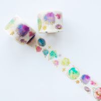 【Best value】 3cmX5M Golden Line Starry Planets Washi Masking Tape Album Notebook Decoration