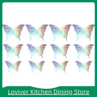 Loviver รูปลอก12x ผีเสื้อเครื่องตกแต่งฝาผนังผีเสื้อสติ๊กเกอร์ติดผนัง DIY กลวงผนังศิลปะถอดออกได้อุปกรณ์ตกแต่งลายผีเสื้อสำหรับห้องเด็กผนัง