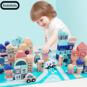 Todokids 133 Khối gỗ đồ chơi xây dựng mô hình đô thị thông minh dùng làm