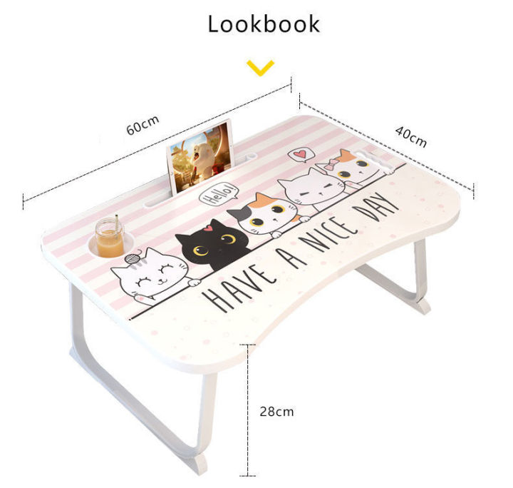 xmds-โต๊ะวางโน๊ตบุ๊ค-โต๊ะพับอเนกประสงค์-โต๊ะเขียนหนังสือ-มีช่องวางแก้ว-พร้อมส่ง