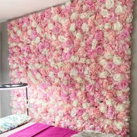 60cmX40cm Silk Rose Flower Wall Decor Wedding Backdrop Decoration Artificial Flowers Home Decor  Event  Background Cleaning Tools