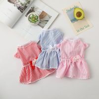 Cat Puppy Princess Dress Summer Pet Dogs Clothes Striped Plaid Dresses with Bow for Dogs Cats Kitten Rabbit Sphynx Clothing Dresses