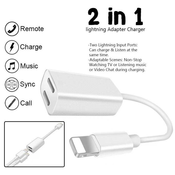 2 in 1 Iphone Double Lightning Adapter Splitter Lazada PH