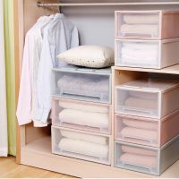 【CW】❐☢ஐ  Stackable Storage Plastic Drawer Organizers Transparent Wardrobe Desktop Boxes Cabinet Closet Sundry Snack Bin