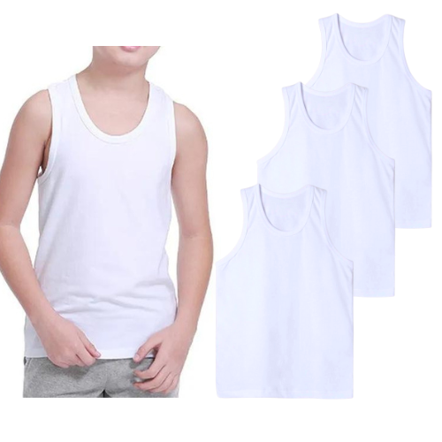 1PC I 2PCS I 3PCS Kids White Plain Pure Cotton SANDO for BOYS and GIRLS ...