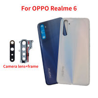 กระจกด้านหลังสำหรับ Oppo Realme 6 RMX2001ชิ้นส่วนอะไหล่ปลอกหุ้มช่องหลังฝาหลังพร้อมเลนส์กล้องถ่ายรูป