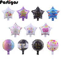 10pcs/set 10 inch Spanish Happy Every Day Foil Balloons Feliz Dia Balloon Star Round Globos For Birthday Party Baby Shower Decor Balloons