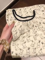 ∏ 2023 Japanese bunny printed cotton long-sleeved round neck pajamas womens spring and autumn new home cotton yarn nightdress