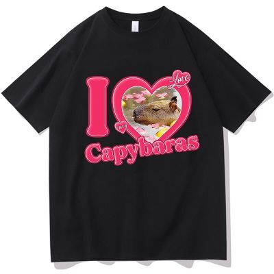 I Love Capybara Tshirt Men Vintage White T Harajuku Kawaii Grunge Kawaii Tshirt Tees T Short