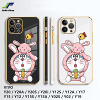 เคสโทรศัพท์เพลงแมวกระต่ายการ์ตูนใหม่กันกระแทกสำหรับ VIVO Y20 / Y20A / Y20S / Y20i / Y12S / Y12A / Y17 / Y15 / Y12 / Y15S / Y15A / Y02S / Y02/Y19เคสห่อหุ้มโดราเอมอนที่น่ารัก TPU