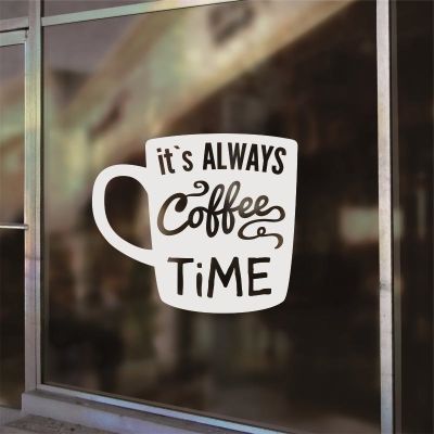 {24อุปกรณ์เสริม} Coffe Tea Time สติ๊กเกอร์ติดผนังป้ายร้านกระจกศิลปะประดับผนังหน้าต่างสติกเกอร์ไวนิลแก้วกาแฟลอกออกได้ X64ตกแต่งห้องครัวห้อง