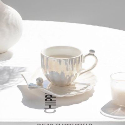 Gradient pearl shell coffee cups ceramic mugs cups and saucers set afternoon tea tea set for home use turkish coffee cups