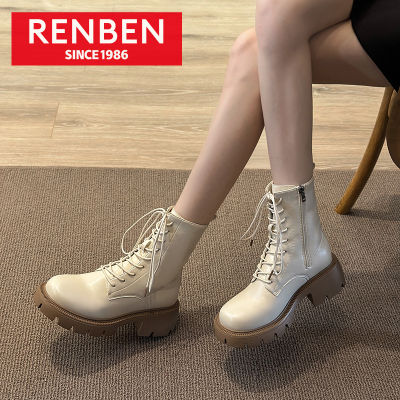 RENBEN รองเท้าบูท Martin รองเท้าบูทพื้นหนาปานกลางสไตล์อังกฤษแฟชั่นเชลซี Sepatu BOOT Pendek เด็ก