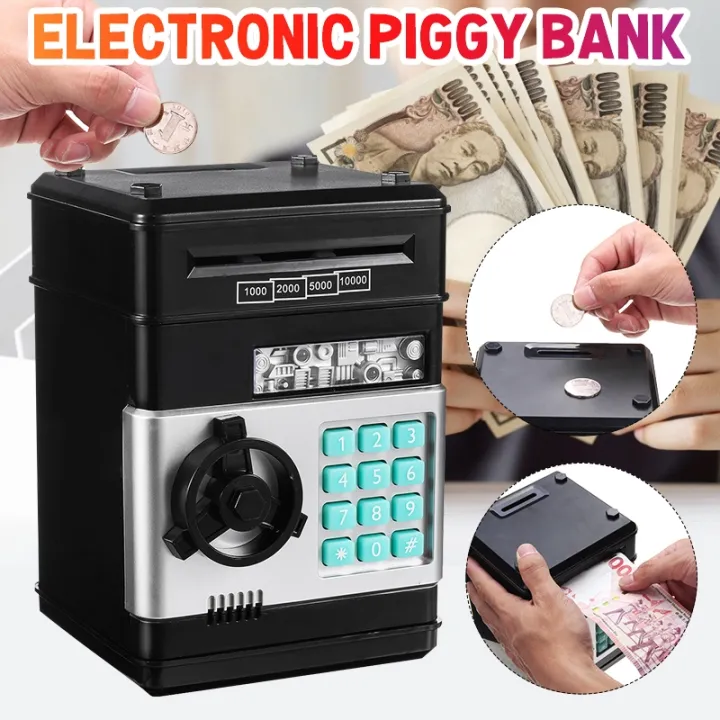 [IFGG ONE]♞ Kiwarm Electronic Password Money Box Code Key Lock Automatic Coins Cash Saving Money