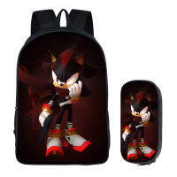 Sonic Cartoon Student Schoolbag กระเป๋าเป้สะพายหลังความจุขนาดใหญ่กล่องดินสอชุดสองชิ้นการ์ตูนเครื่องประดับแฟชั่นที่สวยงาม