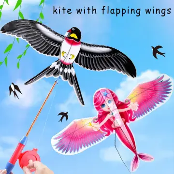 1 Set of Outdoor Cartoon Kite Children Garden Kite Toy Fishing Rod Dynamic  Kite 