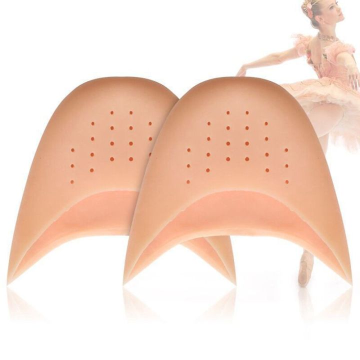 2 Pair Toe Protectors Pointe Shoes Protectors Ballet Dance Shoe Toe Pads  Toe Covers Toe Protectors with Breathable Hole (White *1 Pair + Skin Color  *1