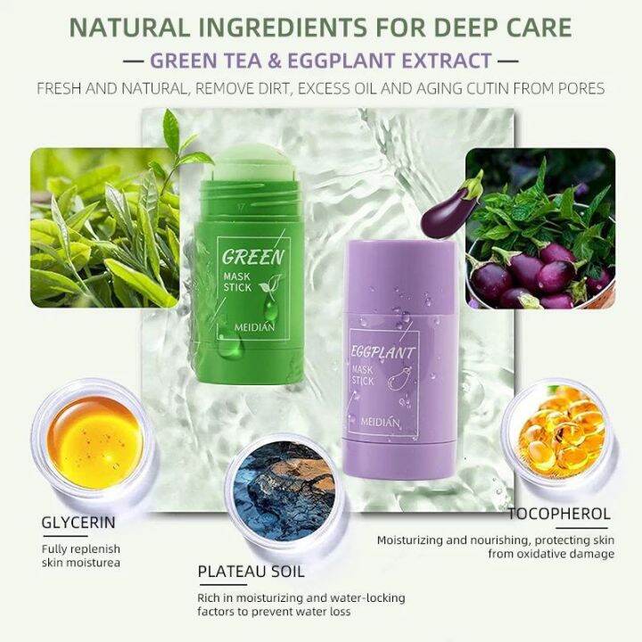 ORIGINAL MEDIAN GREENTEA EGG PLANT MASK STICK / MASKER STIK GREEN TEA TERONG MEDIAN Lazada