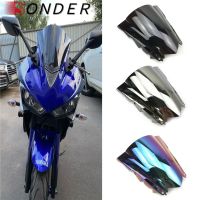 สำหรับยามาฮ่ายามาฮ่า YZF R3 R25 2014 2015 2016 2017 2018 YZF-R3หน้าจอกระจกรถจักรยานยนต์ YZF-R25กระจกบังลมกระจกบังลมหน้าฟองน้ำสองชั้น