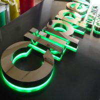 Customized Indoor Rustic Stainless Steel Colorful Backlight Led Letter Sign with Acrylic Back Store Signage Wall Stickers Decals