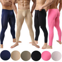 Men Long Johns Ultra-thin Ice Silk Underwear y Pouch Underpants Mens Legging Shapers Underwear Sleepwear Sleep Bottoms