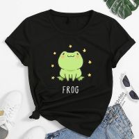 Cartoon Frog Print T Shirts Women Summer Short Sleeve Loose Anime T-shirt Female Harajuku O Neck Streetwear Kawaii Anime Tshirt