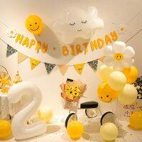 「 ANN Hardware 」เด็ก1StBirthday Party BalloonYellowFlowerBanner 1 2 3 4 5 Year Birthdayins Baby Shower Decor