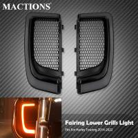 Motorcycle Black LED Turn Signal Fai Lower Grills Running Light For Harley Tou Road Electra Glide Ultra Limited 2014-22