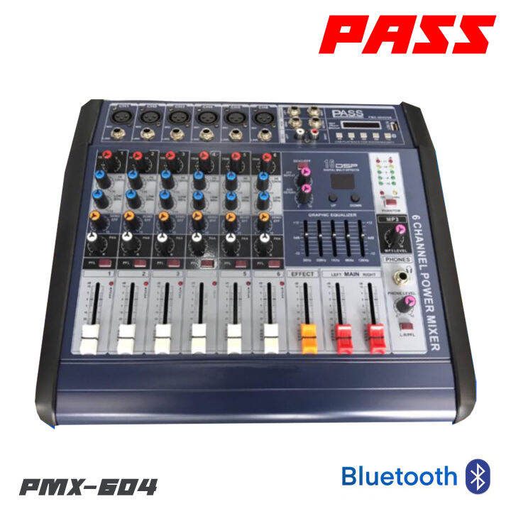 pass-pmx-604-เพาเวอร์มิกเซอร์-6-อินพุท-กำลังขับ-400-วัตต์-มีเอ็ฟเฟ็คในตัว-16dsp-มีอีคิว-ปรับแต่งเสียงได้-5-ช่อง-สามารถเชื่อมต่อ-bluetooth-usb