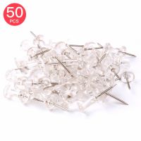 50pcs Push Pins Transparent Plastic head with Metal Point Thumb Tacks Marking Pins Wall Tacks Map Pins for Home School Supplies