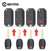 KEYYOU รีโมท2ปุ่มซองใส่เปลือกกุญแจรถยนต์แบบพับได้พลิกสำหรับออนด้าซีอาร์วีและแอคคอร์ดซีวิคโอดิสซีพอดีกับข้อมูลเชิงลึกของนักบิน