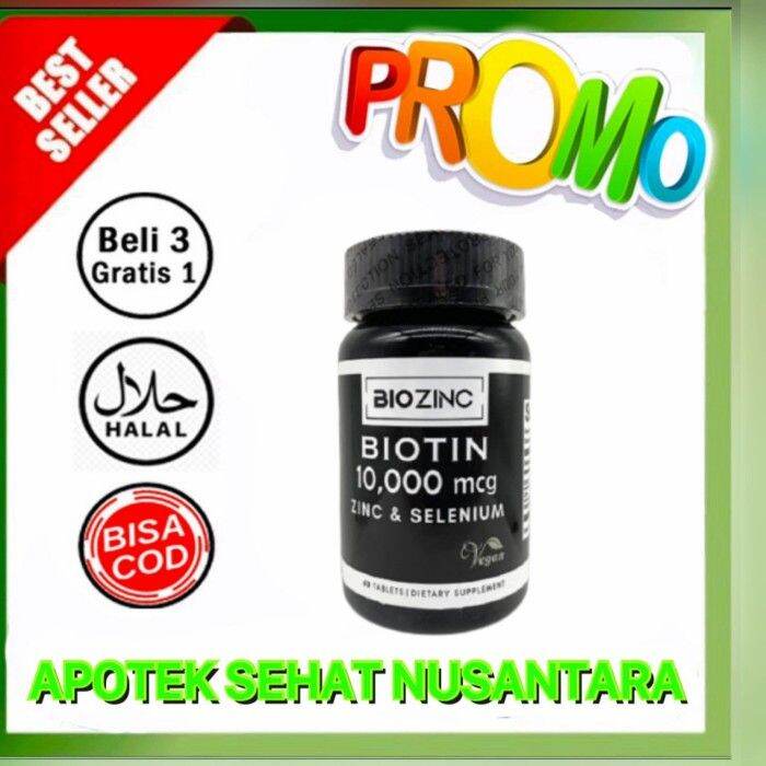 Biozonc (Biotin 10.000mcg + zinc dan selenium 60 tabs baru Lazada