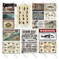 Fishing Metal Sign Our Cabin Welcome All Fishing Rules Tin Plate Plaque Bar Wall Stickers Fishing All Day Farm Home Decoration