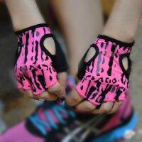 Yuanmukan28282298ใหม่ Bicolors กระโดดพิมพ์ลายผู้หญิงถุงมือเปิดนิ้วขี่จักรยานสาว MTB ยิมล่าสัตว์