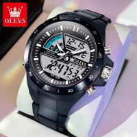 OLEVS Jam Tangan Lelaki Fashion Original Waterproof LED Number Display Silicone Watchband Round Men Watch Multifunction Date Sport Electronic Watches 【BYUE】