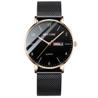 2022 Minimalist Mens Fashion Watches Men Business Ultra Thin Stainless Steel Mesh Band Week Date Quartz Watch Relogio Masculino